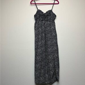 NWT Black w/ White Spots Shirred Dress - Peachy Sunset